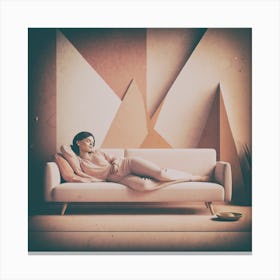 Woman Laying On A Couch 1 Canvas Print