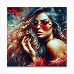 Woman In Sunglasses Abstract Canvas Print