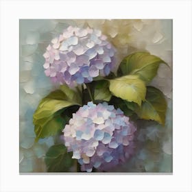 Hydrangea Flowers, Close Up Vertical Oil Painting, Impasto, Printable Interior Wall Art In Muted Tones Canvas Print