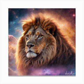 Lion In Space Canvas Print