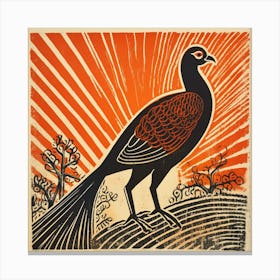 Retro Bird Lithograph Pheasant 4 Canvas Print