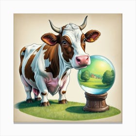 Cow With A Glass Ball Canvas Print