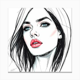 Illustration Of A Woman'S Face Canvas Print