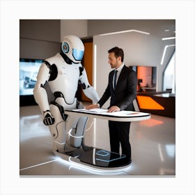 Futuristic Man And Robot Canvas Print