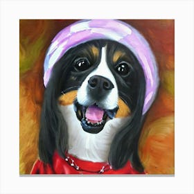 Cute Dog In A Costume Painting Canvas Print