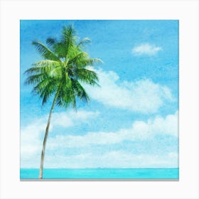 Palm Tree On The Beach Canvas Print