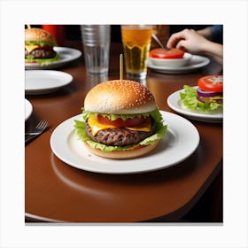 Hamburgers On A Table 1 Canvas Print