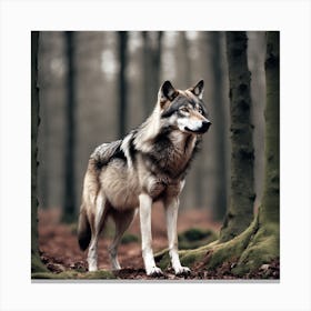 Wolf In The Woods 9 Canvas Print