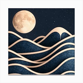 Moon And Waves 75 Canvas Print