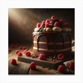 Chocolate Cake With Raspberries 1 Canvas Print