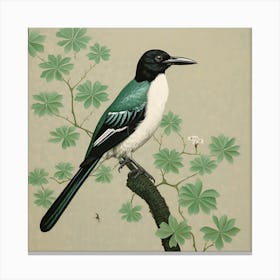 Ohara Koson Inspired Bird Painting Magpie 1 Square Canvas Print