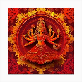 Durga Puja Themed Banner Texture With Goddess 2 Canvas Print