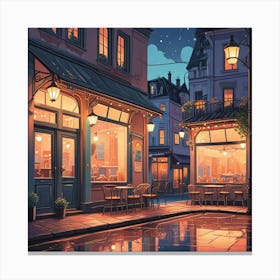 Cafe Terrace At Night (25) Canvas Print