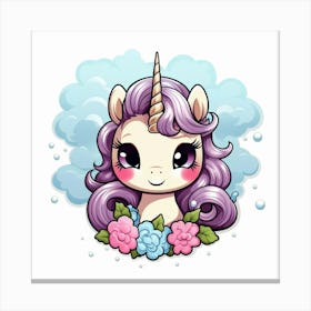 Unicorn With Rainbow Mane 54 Canvas Print