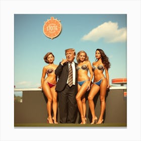 Trump Posing With A Group Of Women Canvas Print