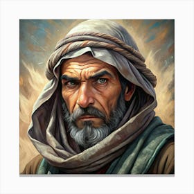 Portrait Of A Middle Eastern Man With A Beard And Turban Canvas Print