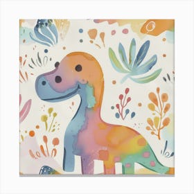 Cute Muted Pastel Amargasaurus Dinosaur 1 Canvas Print