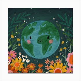 Planet Earth Square Canvas Print