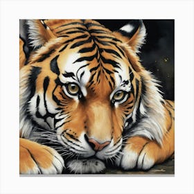 Tiger Doesn't Lose Sleep Animal Art Print 2 Canvas Print