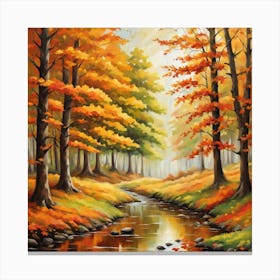 Forest In Autumn In Minimalist Style Square Composition 341 Canvas Print