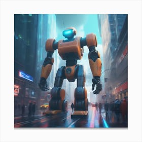 Robot In The City 71 Canvas Print