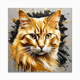 Golden Cat Painting Canvas Print