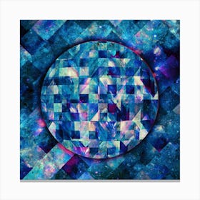 Abstract Geometric Bluish Galaxy Square Canvas Print