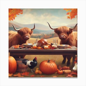 Autumn Highland Cow 2 Canvas Print