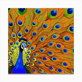 Penelope The Confident Peacock Cartoon (1) Canvas Print