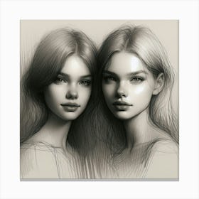 Two Girls With Long Hair Canvas Print