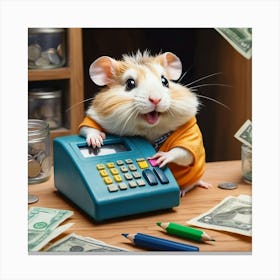 Hamster At The Cash Register 4 Canvas Print