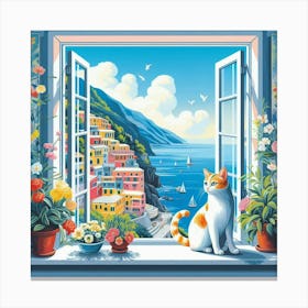 Cat By The Window Canvas Print