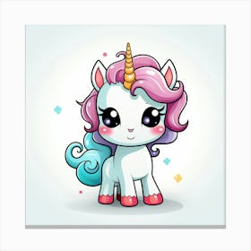 Cute Cartoon Unicorn 1 Canvas Print