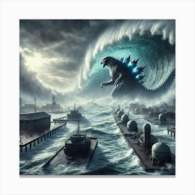 A Dramatic Scene Showing Maelstrom The Storm Leviathan Tidal Surge Canvas Print