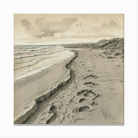 Footprints On The Beach Canvas Print