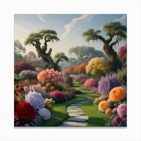 A Breathtakingly Detailed Ultra High Resolution Illustration Of A Beautiful Landscape Garden 3 Canvas Print