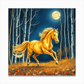 Golden Horse In The Forest 1 Canvas Print