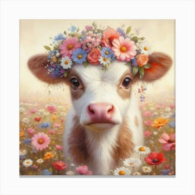 Flower Cow Canvas Print
