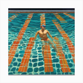 In Style of David Hockney. Swimming Pool at Night Series 4 Canvas Print