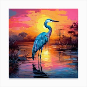 Sunset Heron Canvas Print