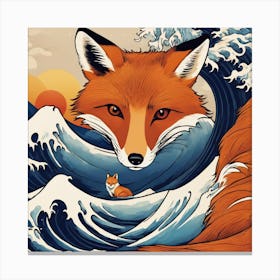 Fox in the wave Canvas Print