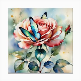 Rose With Butterflies Canvas Print