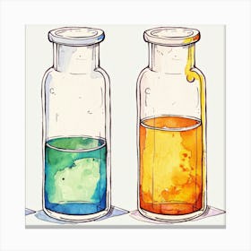 Watercolor Test Tubes Canvas Print