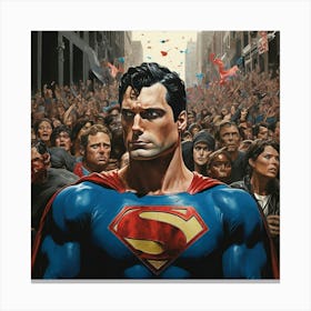 Superman In The Crowd Art Print 1 Canvas Print