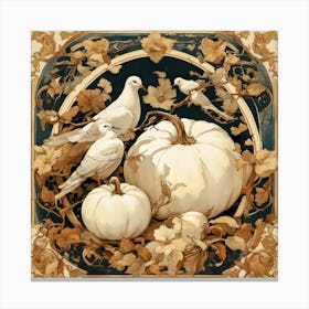Doves And Pumpkins Canvas Print