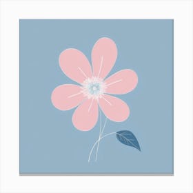 A White And Pink Flower In Minimalist Style Square Composition 52 Canvas Print