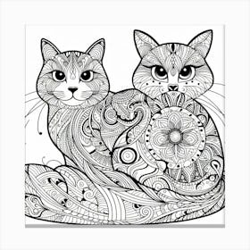 Cat Coloring Pages Canvas Print