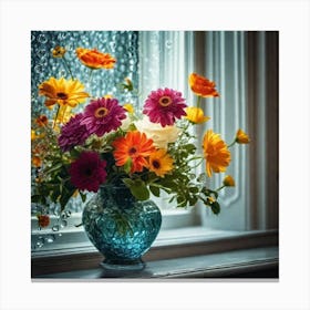 Flowers On A Window Sill Canvas Print