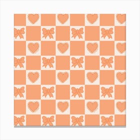 Orange Bow Checkered Print Canvas Print