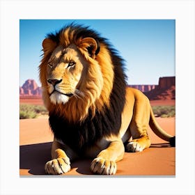 Lion In The Desert Canvas Print
